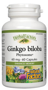 Natural Factors Ginkgo Biloba Phytosome 60mg 60 Vegetarian Capsules