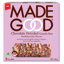 Load image into Gallery viewer, Made Good Chocolate Drizzled Birthday Cake Bars 120g
