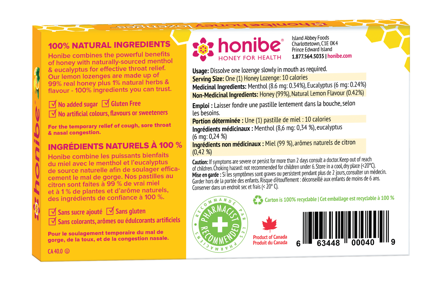 Honibe Lemon Lozenges 10pc