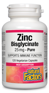 Natural Factors Zinc Bisglycinate 25g 120 Vegetarian Capsules