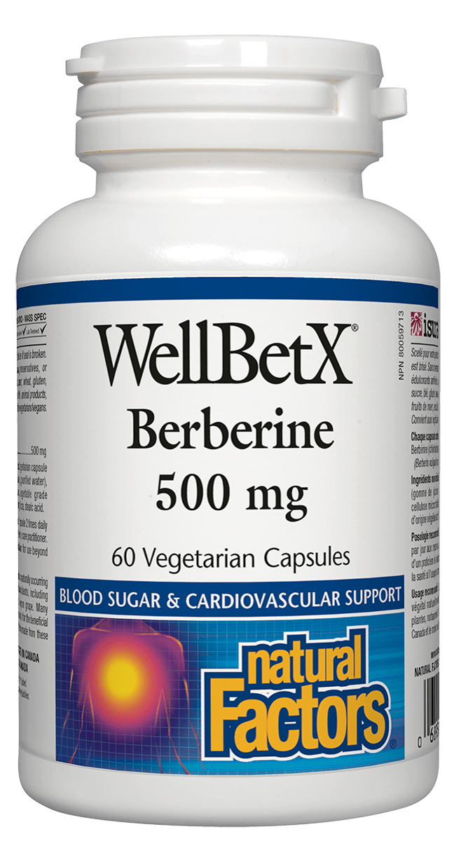 Natural Factors WellBetX Berberine 500mg 60 Vegetarian Capsules