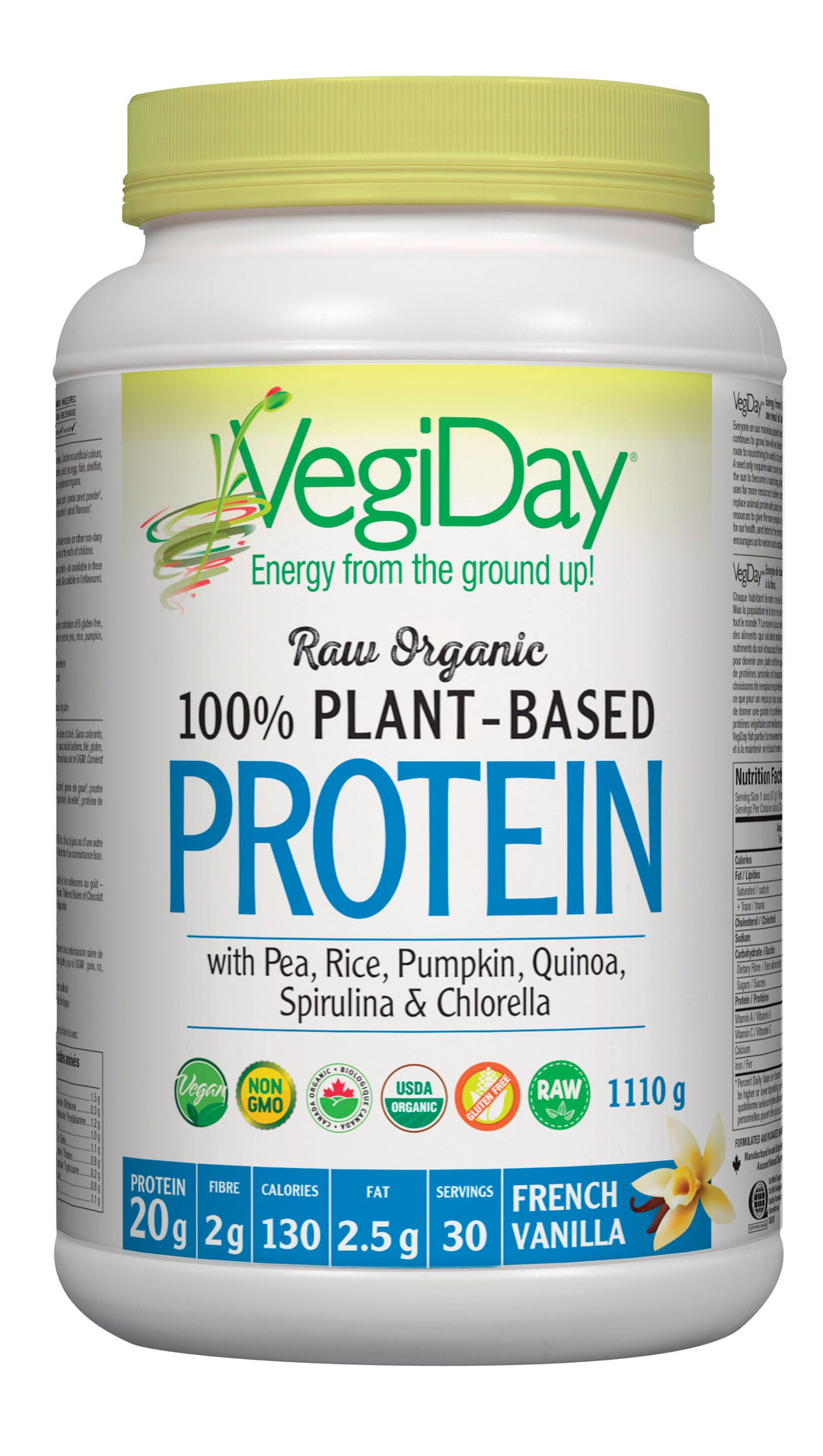 VegiDay Organic French Vanilla Protein Powder 1110g