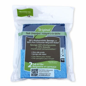 The Original Biodegradable Tub and Tile Sponge With Scour 2 Pack