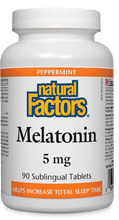 Load image into Gallery viewer, Natrual Factors Melatonin 5mg Mint Flavour 90 Sublingual Tablets

