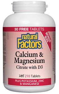 Natural Factors Calcium with Magnesium and D3 210 Tablets