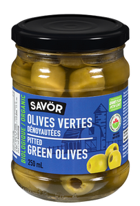 Savor Organic Green Pitted Olives 250ml