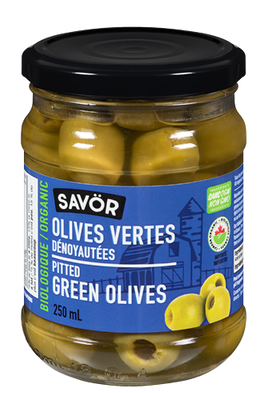 Savor Organic Green Pitted Olives 250ml