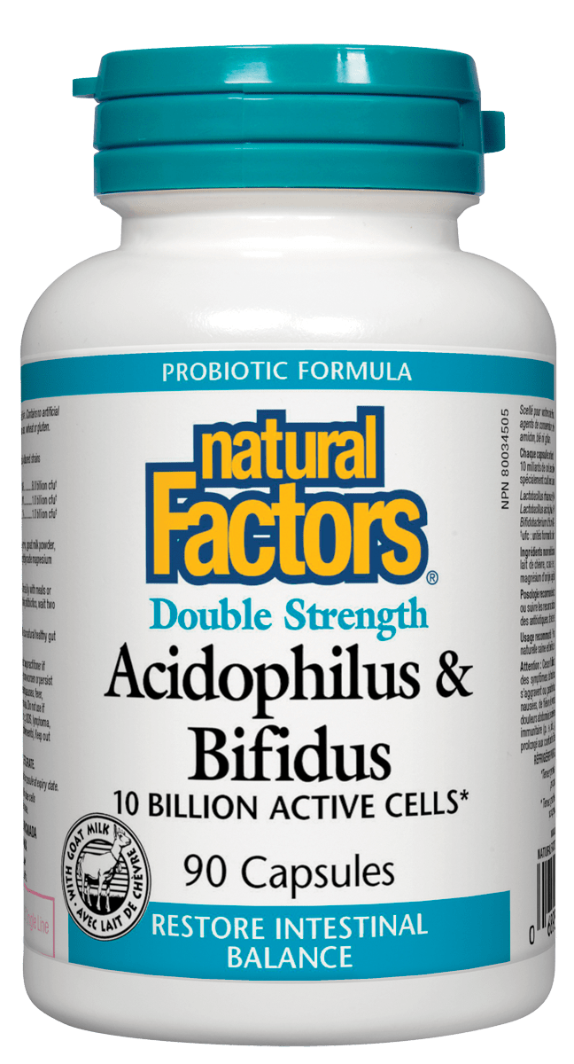 Natural Factors Acidophilus & Bifidus Double Strength 90 Capsules