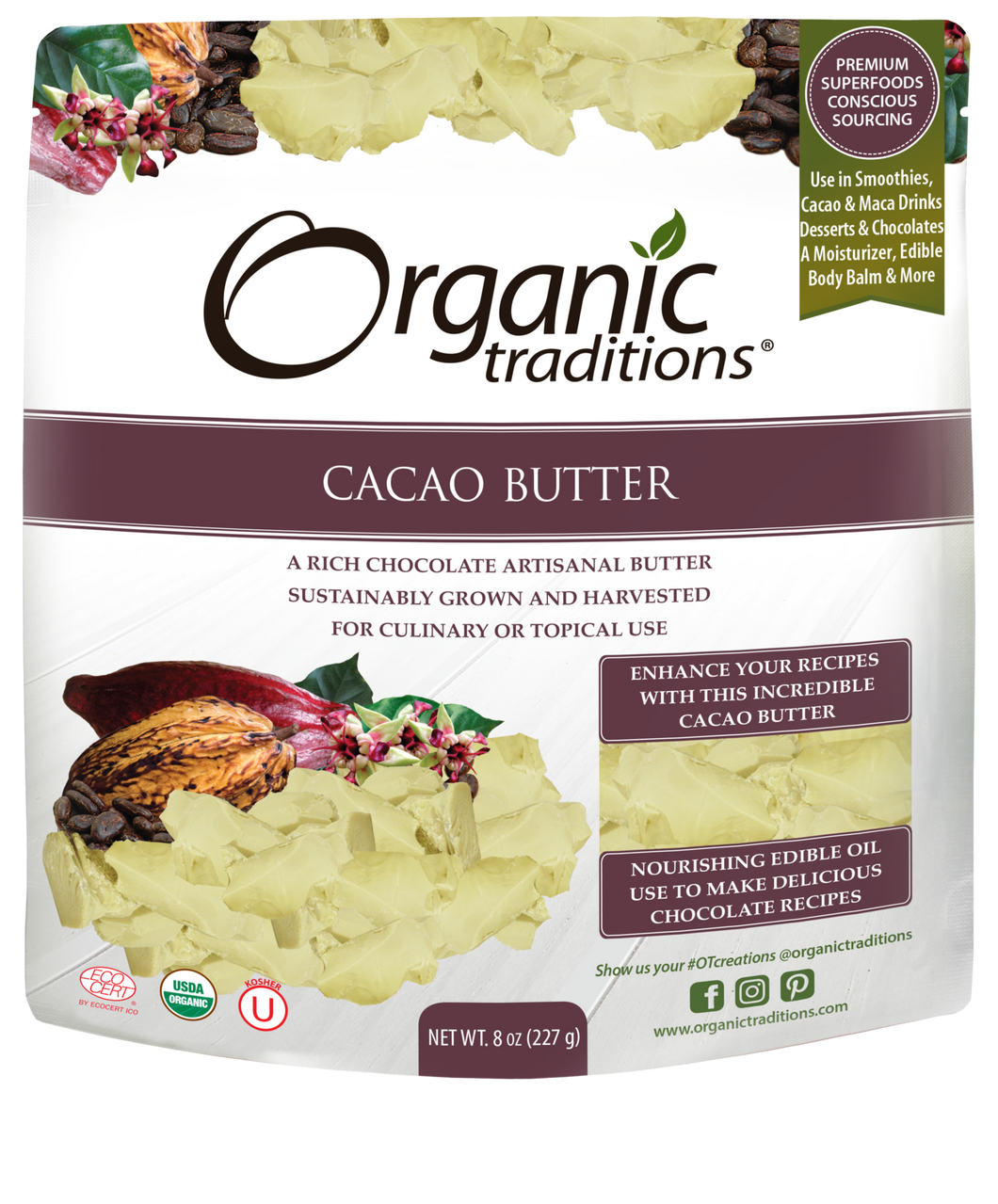 Organic Traditions Organic Cacao Butter 454g