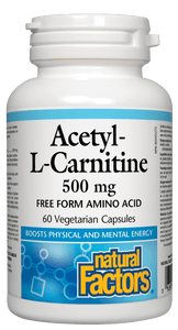 Natural Factors A-L-Carnitine 500mg 60 Vegetarian Capsules