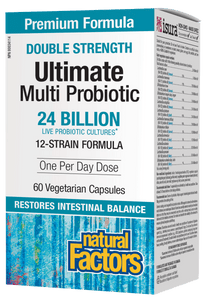 Natural Factors Double Strength Ultimate Multi Probiotic 24 Billion Live Probiotic Cultures 60 Vegetarian Capsules