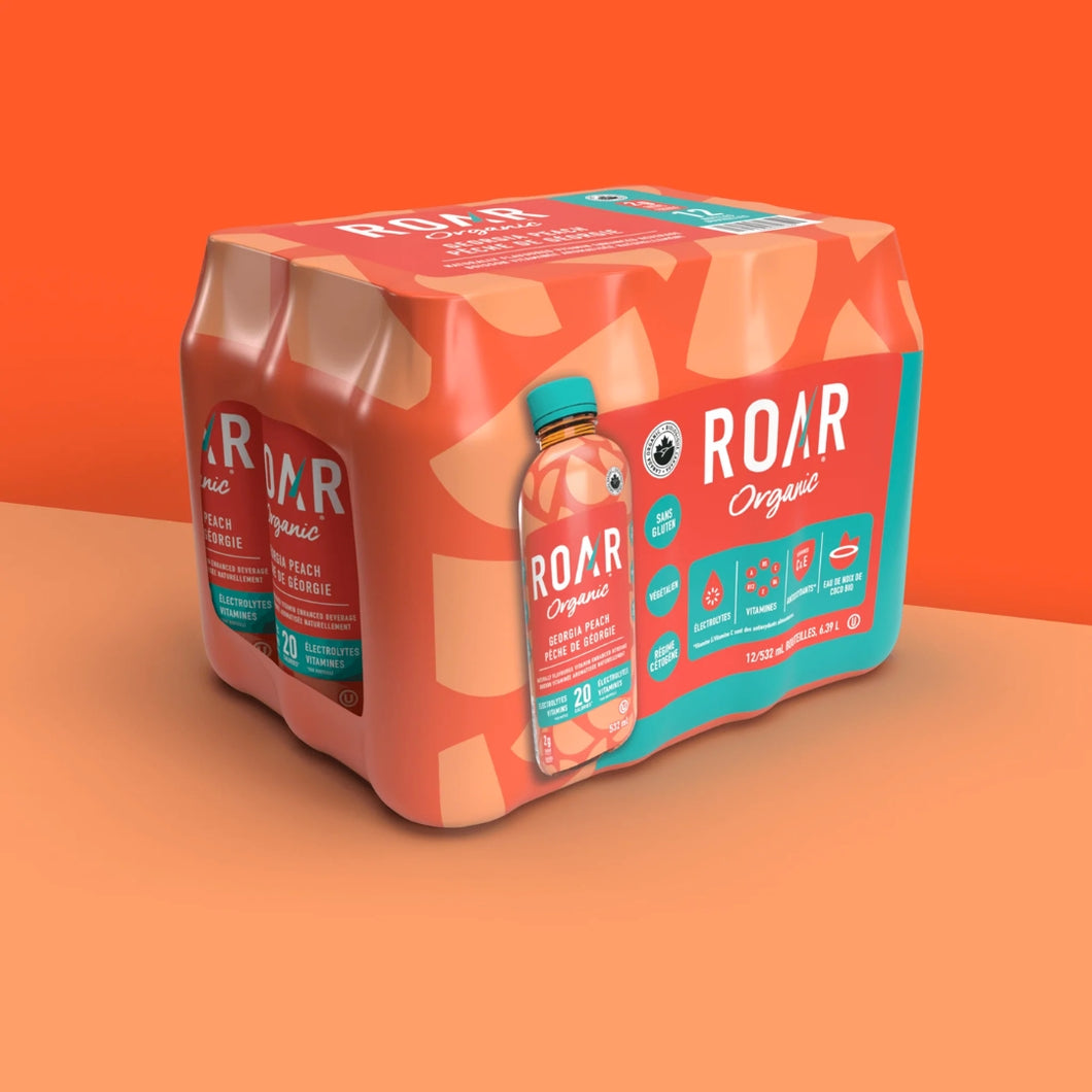 Roar Organic Hydration Drink Georgia Peach 532ml 12 Pack