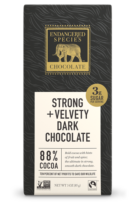 Endangered Species Strong and Velvety 88% Dark Chocolate 85g