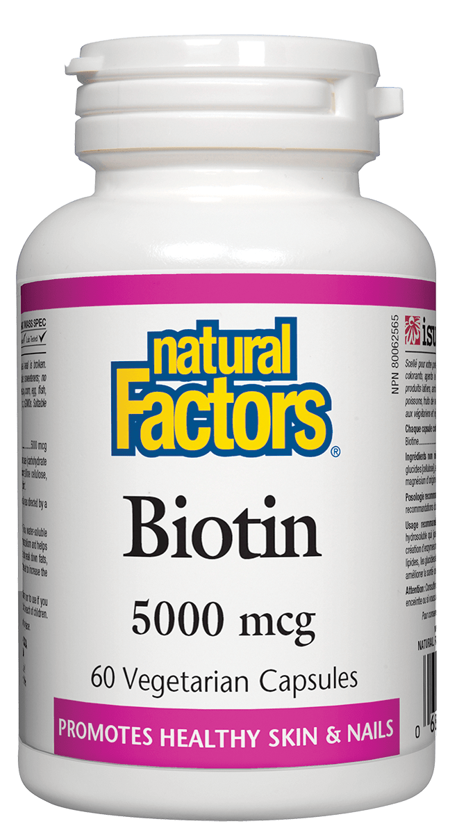 Natural Factors Biotin 5000mcg 60 Vegetarian Capsules