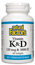 Load image into Gallery viewer, Natural Factors Vitamin K2 and D3 60 Softgels
