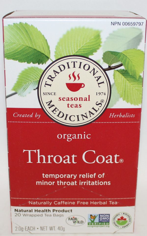 Traditional Medicinals Organic Throat Coat Tea With Slippery Elm 16 Bags