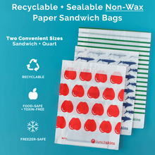 Load image into Gallery viewer, Lunchskins Apple Recyclable Non-Wax Paper Sandwich Bags 50 Pack
