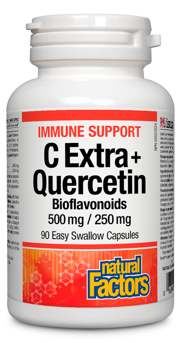 Natural Factors C Extra 500mg + Quercetin Bioflavonoids 250mg 90 Easy Swallow Capsules
