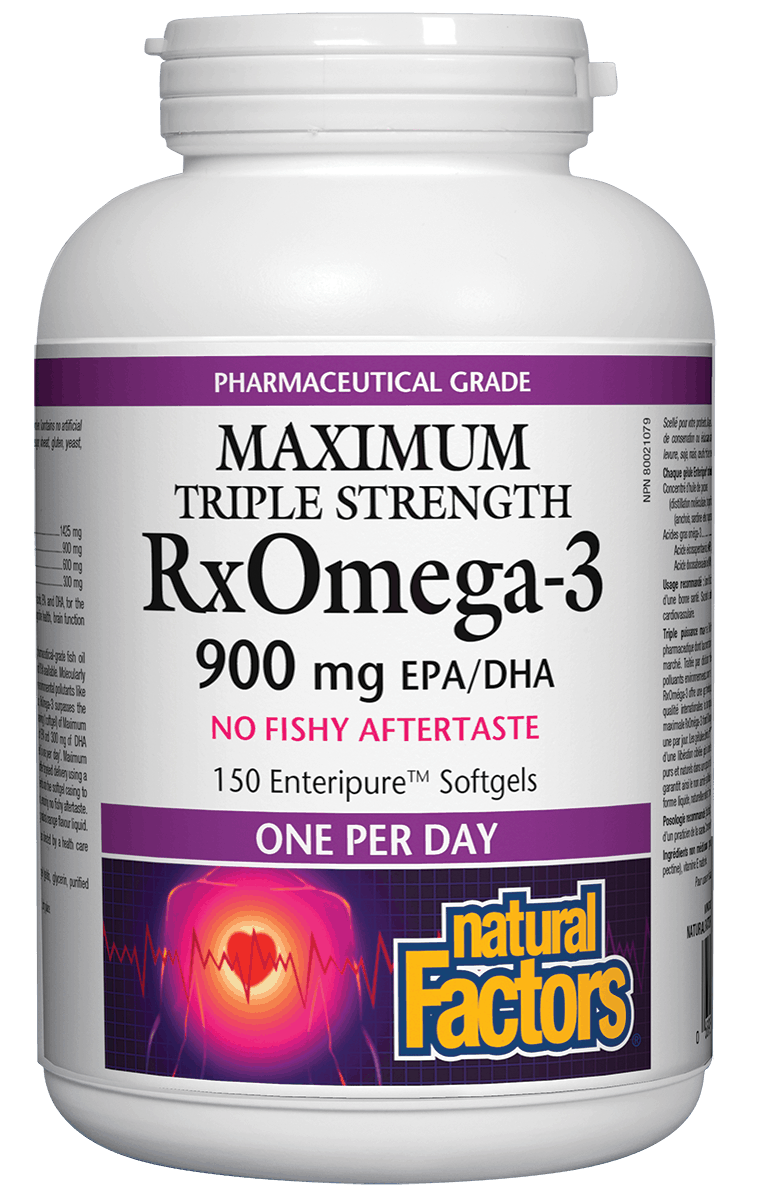 Natural Factors Rx Omega-3 Maximum Triple Strength 900 mg 150 Softgels